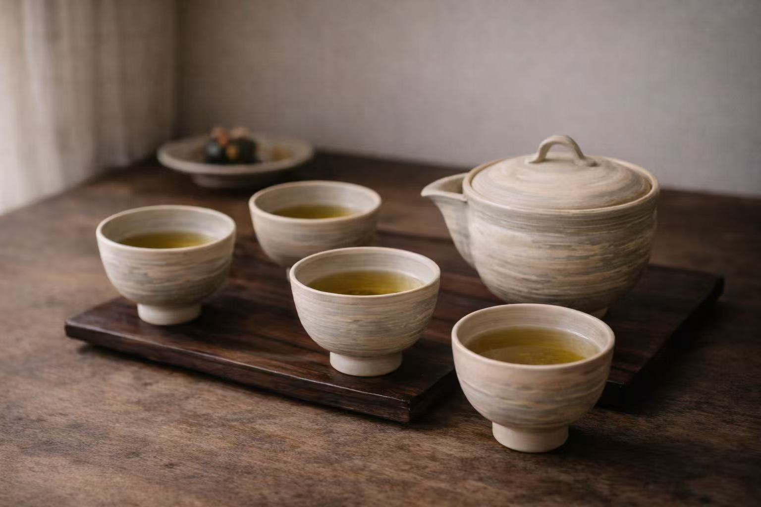 Japanese teaware arranged for tea