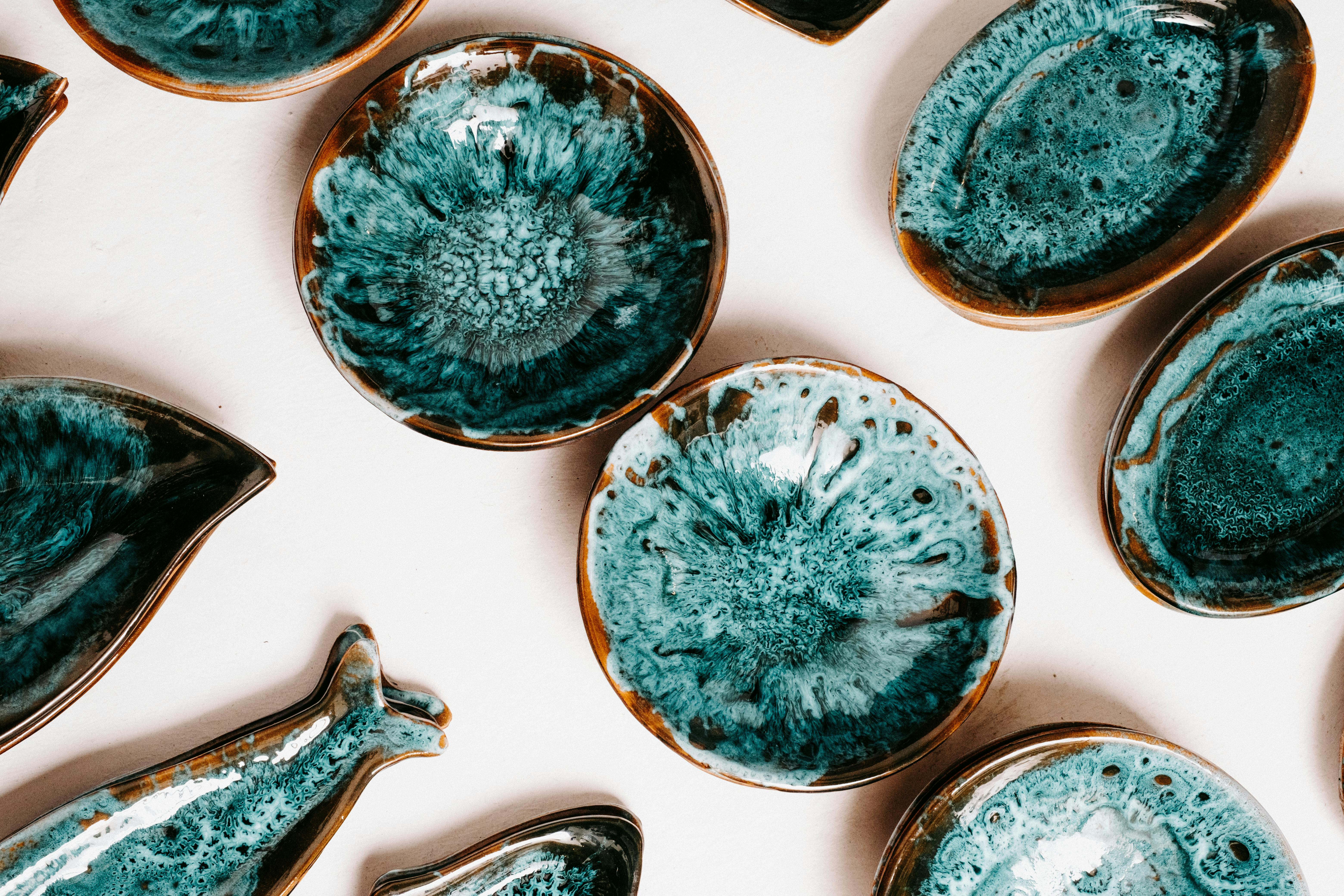 Green glazed Japanese plates